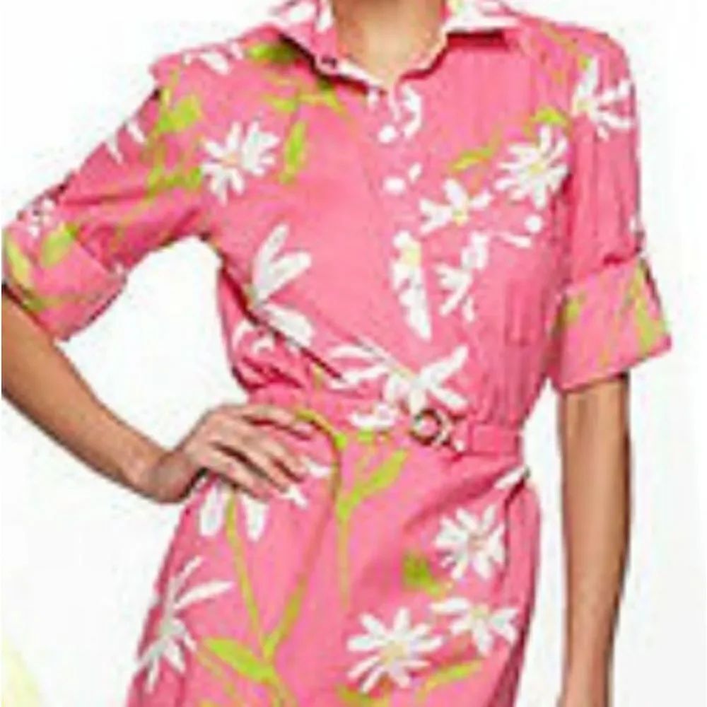 Lilly Pulitzer Dress Hotty Pink Twirlers Daisy Print Shirt Size XS